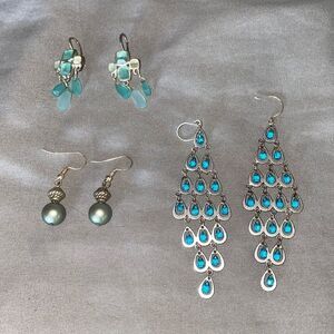 Gorgeous turquoise 3 pairs earrings